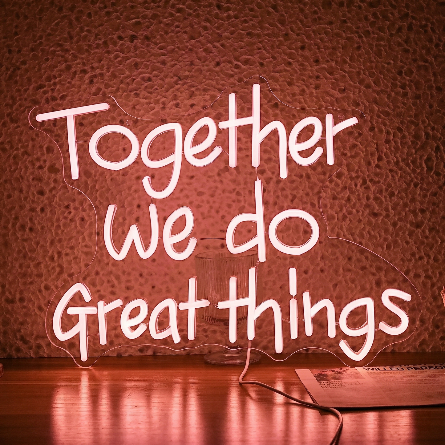Together We Do Great Things LED Neon Sign Warm White Motivational Neon Light Wall Decor for Office Classroom
