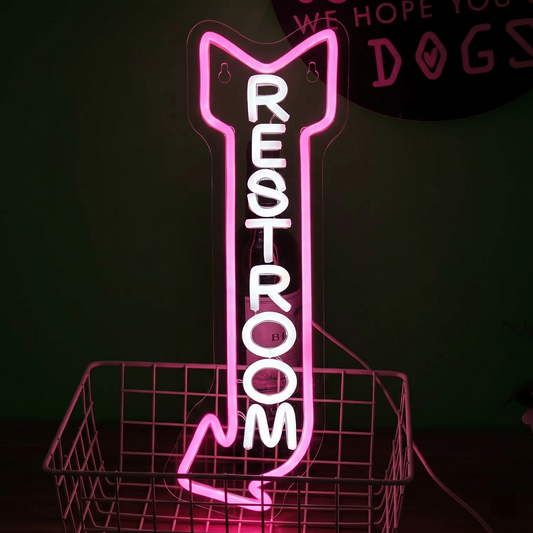Dog Restroom LED Neon Sign Green White Pet Bathroom Neon Light Wall Decor for Pet Shop Grooming Salon