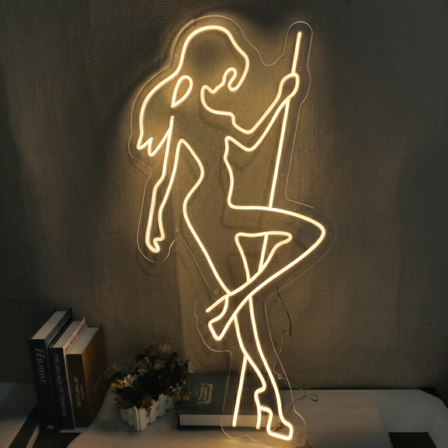 Pole Dancer LED Neon Sign Pink Dance Neon Light Wall Decor for Bedroom Bar Studio