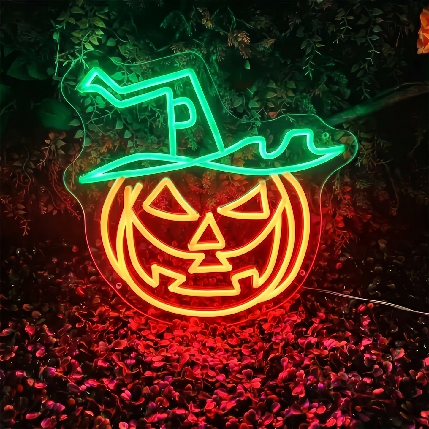 Purple Witch Hat LED Neon Sign Halloween Pumpkin Glow Wall Decor for Party Room