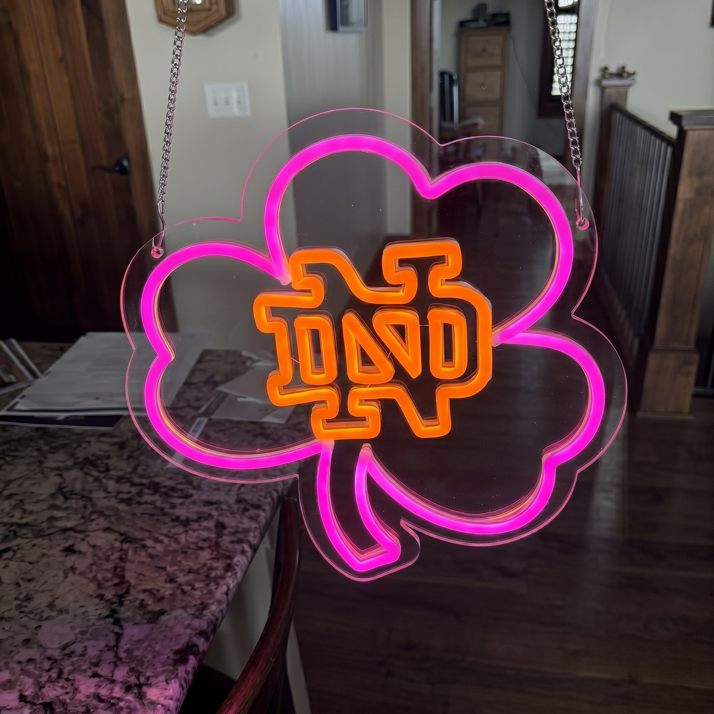 Irish Shamrock LED Neon Sign Green Orange Clover Neon Light Wall Decor for Bar Game Room