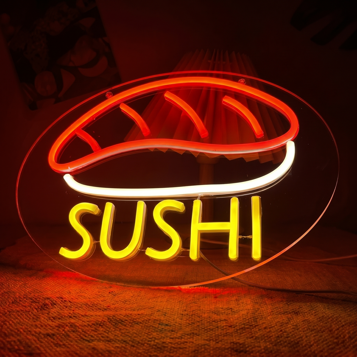 Sushi LED Neon Sign Red White Japanese Food Neon Light Wall Decor for Restaurant Cafe Kitchen