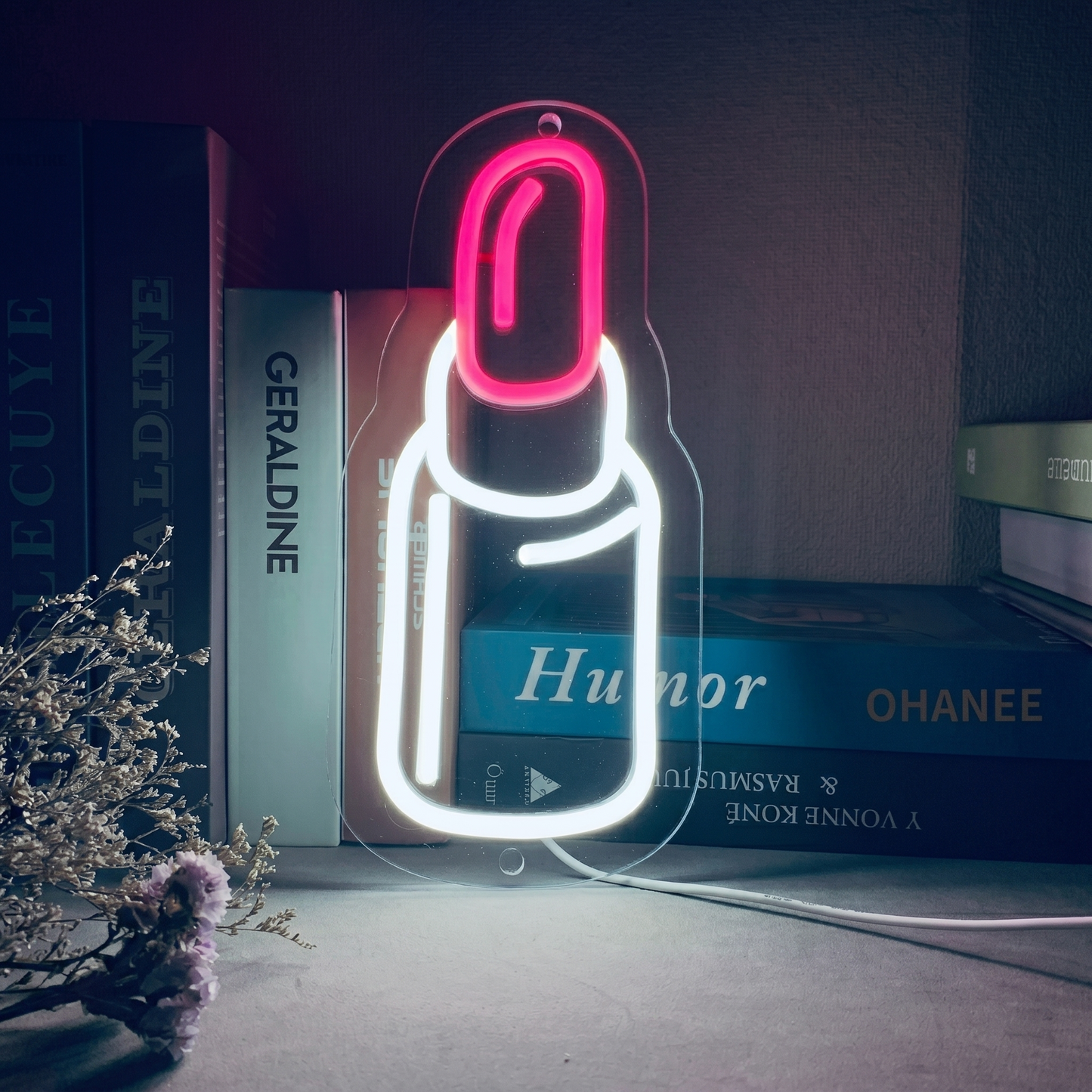 Lipstick LED Neon Sign Red White Makeup Neon Light Wall Decor for Beauty Salon Bedroom