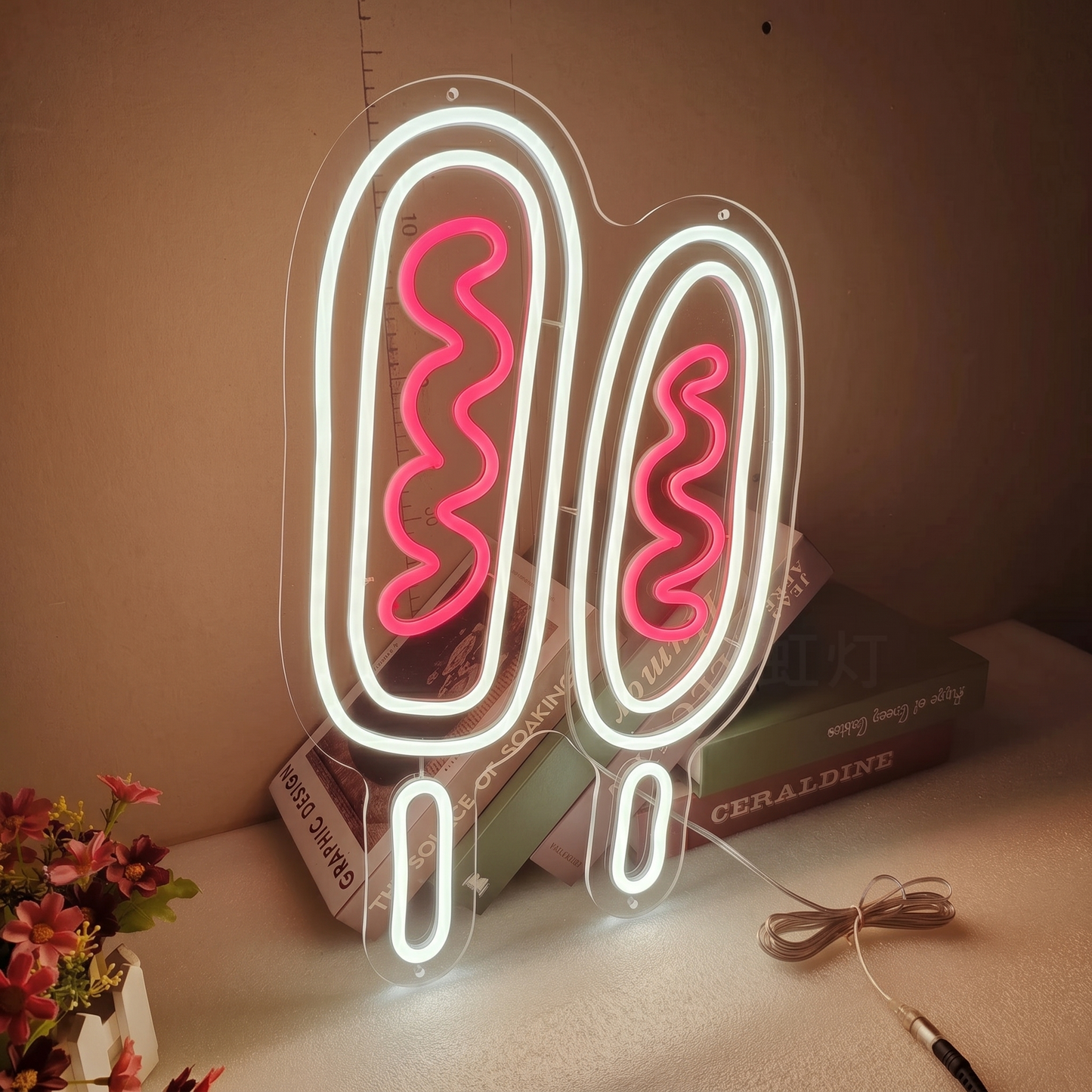 Hot Dog LED Neon Sign Yellow Red Fast Food Neon Light Wall Decor for Restaurant Cafe Kitchen