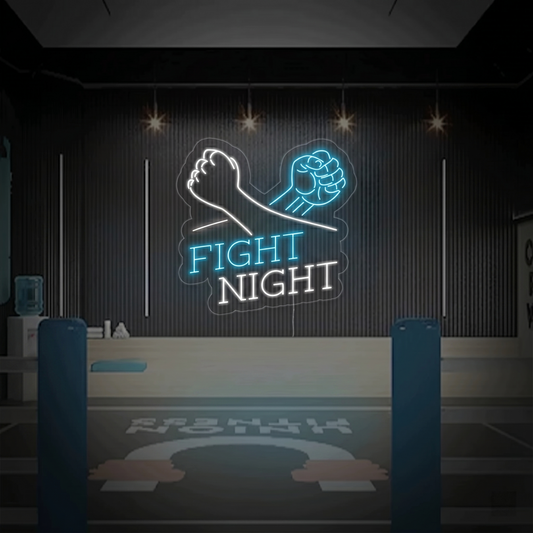 Fight Night LED Neon Sign Red White Boxing Neon Light Wall Decor for Gym Bar
