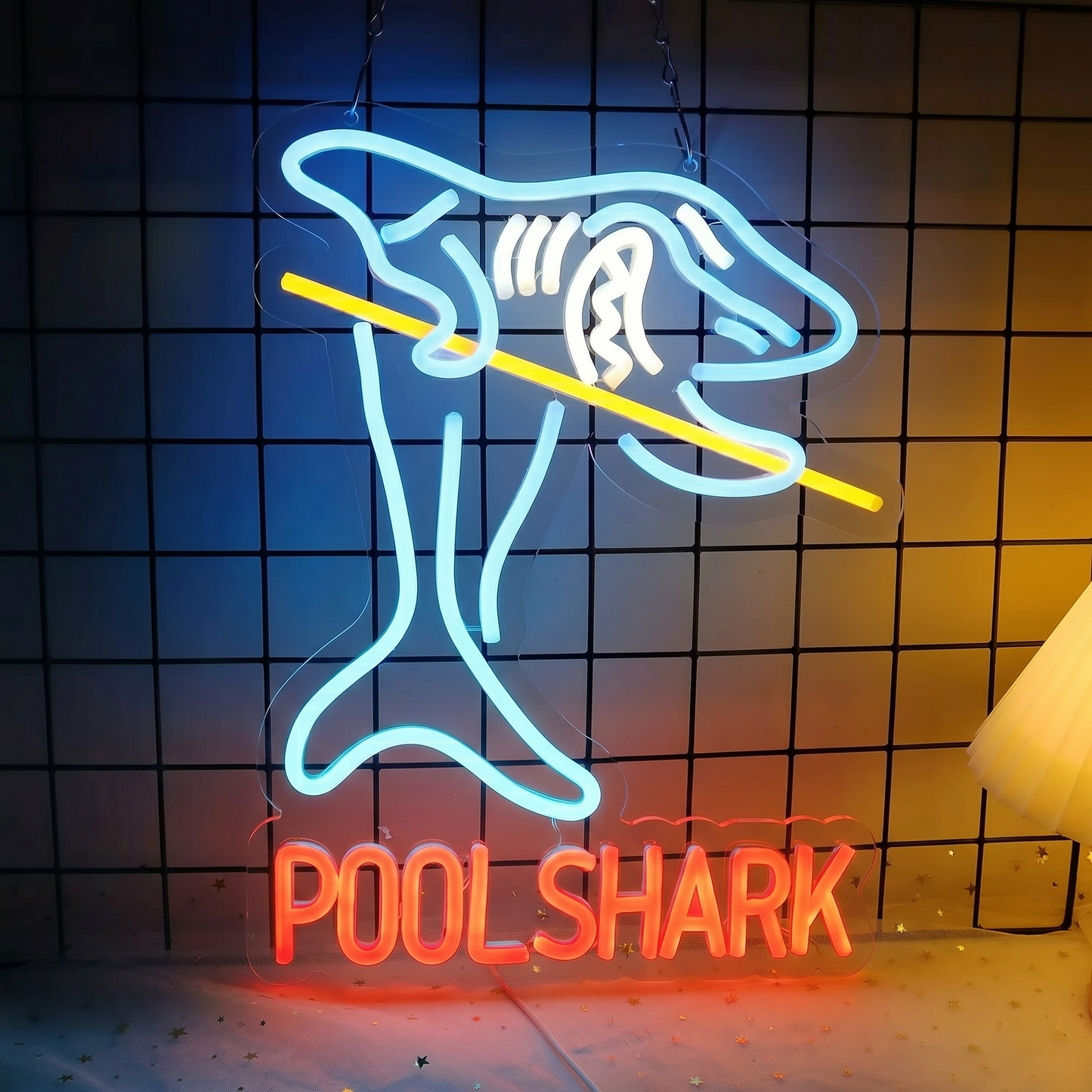 Pool Shark LED Neon Sign Blue Green Billiards Neon Light Wall Decor for Game Room Bar