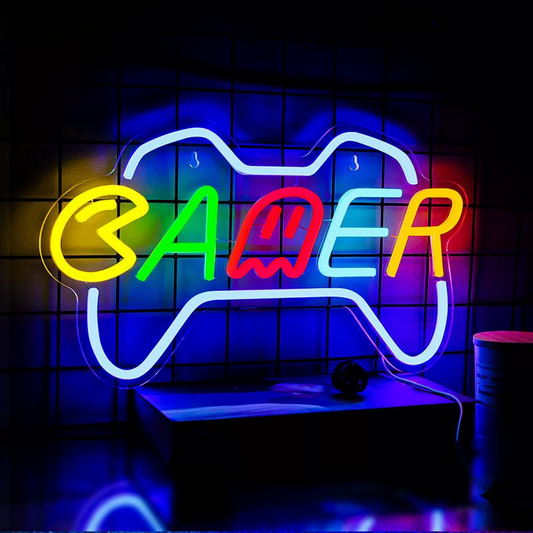 Gamer LED Neon Sign Colorful Gaming Controller Neon Light Wall Decor for Game Room Bedroom