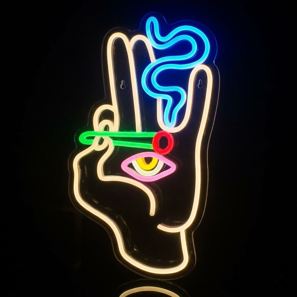 Abstract Hand Smoking LED Neon Sign Artistic Wall Light for Room Decor