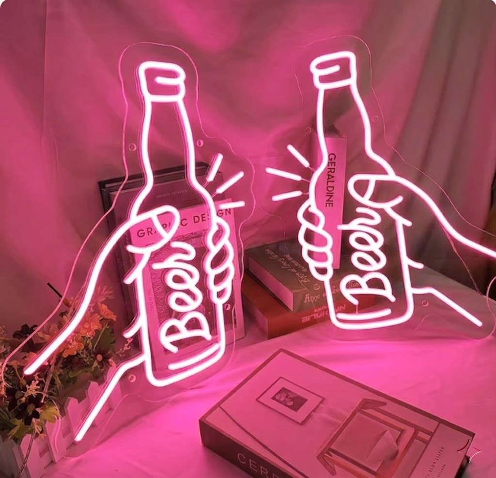 Cheers Beer Neon Sign Clinking Bottles LED Light for Bar Party Home Decor