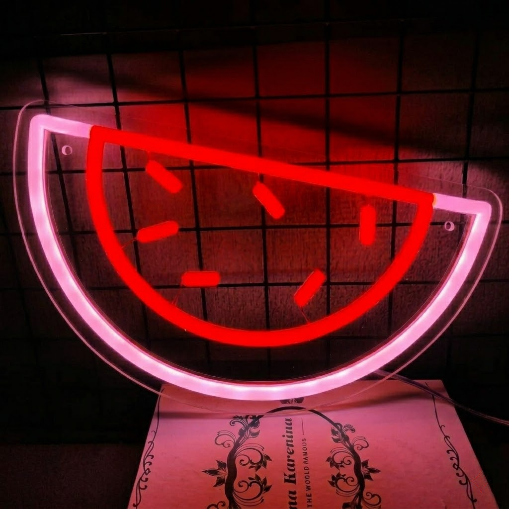 Watermelon Slice LED Neon Sign Red and Green Fruit Neon Light for Bar Kitchen Wall Decor