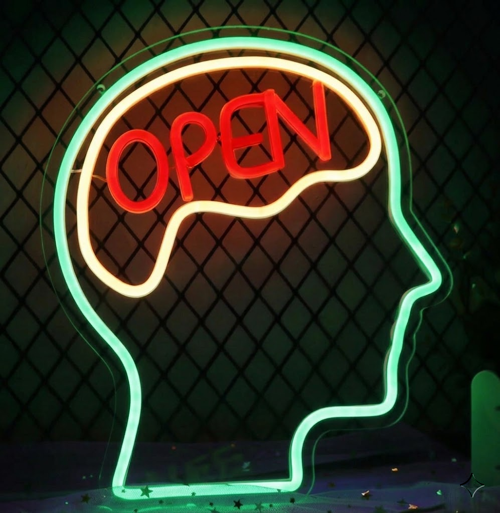 Open Mind Neon Sign Brain LED Light for Bedroom Gaming Room Wall Decor