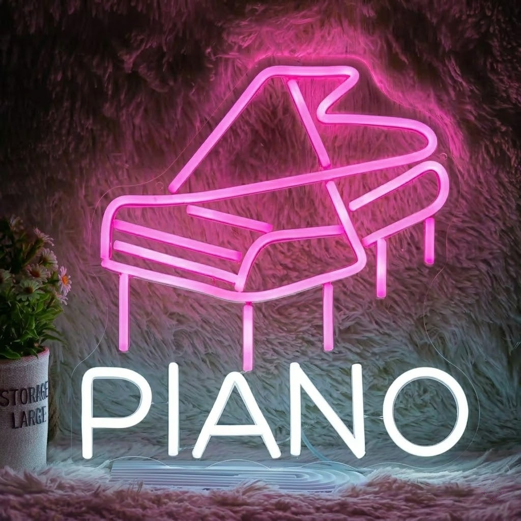 Piano LED Neon Sign Grand Piano Neon Light for Music Room Studio Bar Wall Decor