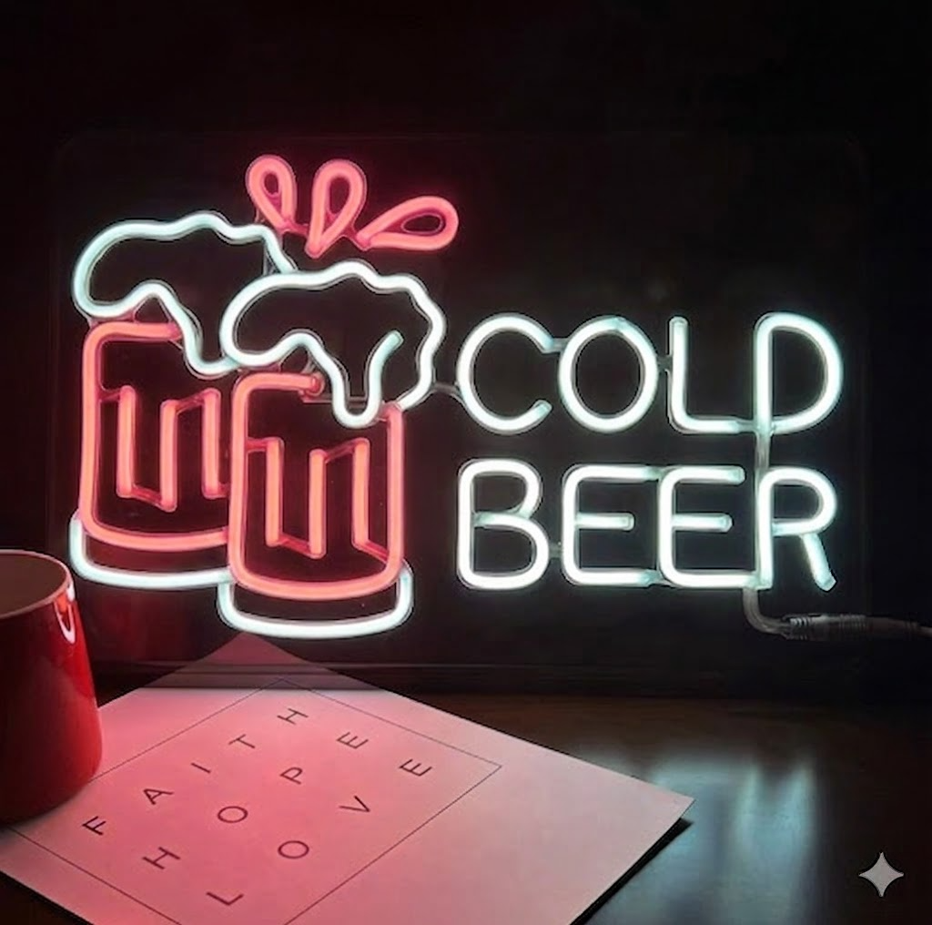COLD BEER LED Neon Sign with Clinking Mugs Decorative Wall Art for Home Bar Pub Party