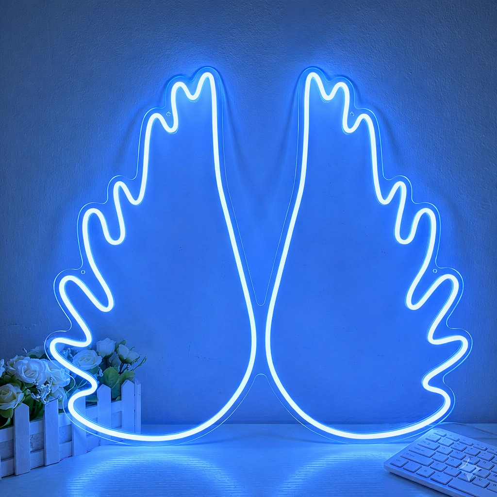 Angel Wings LED Neon Sign White Wings Neon Light for Wedding Salon Photo Wall Decor