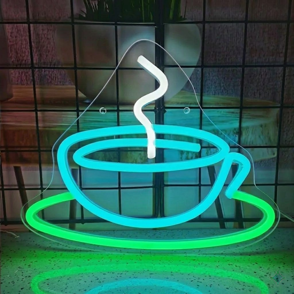 Coffee Cup LED Neon Sign Blue Pink Coffee Neon Light for Cafe Kitchen Wall Decor