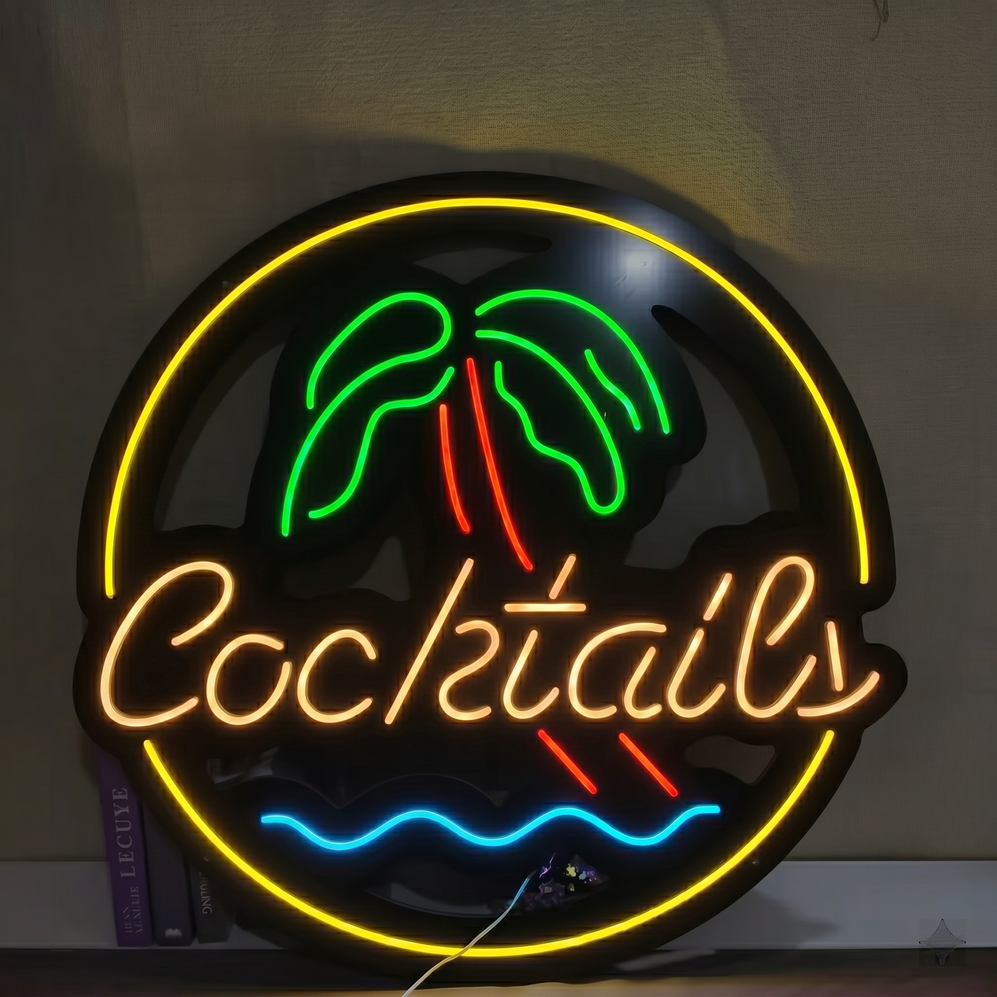 Cocktails LED Neon Sign Pink Yellow Tropical Bar Neon Light Wall Decor for Home Bar Restaurant