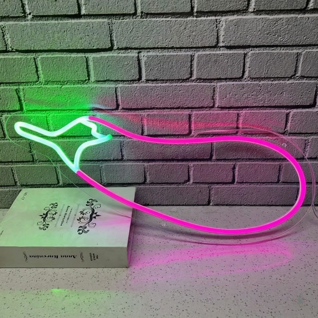 Eggplant LED Neon Sign Purple Vegetable Neon Light for Kitchen Bar Restaurant Wall Decor