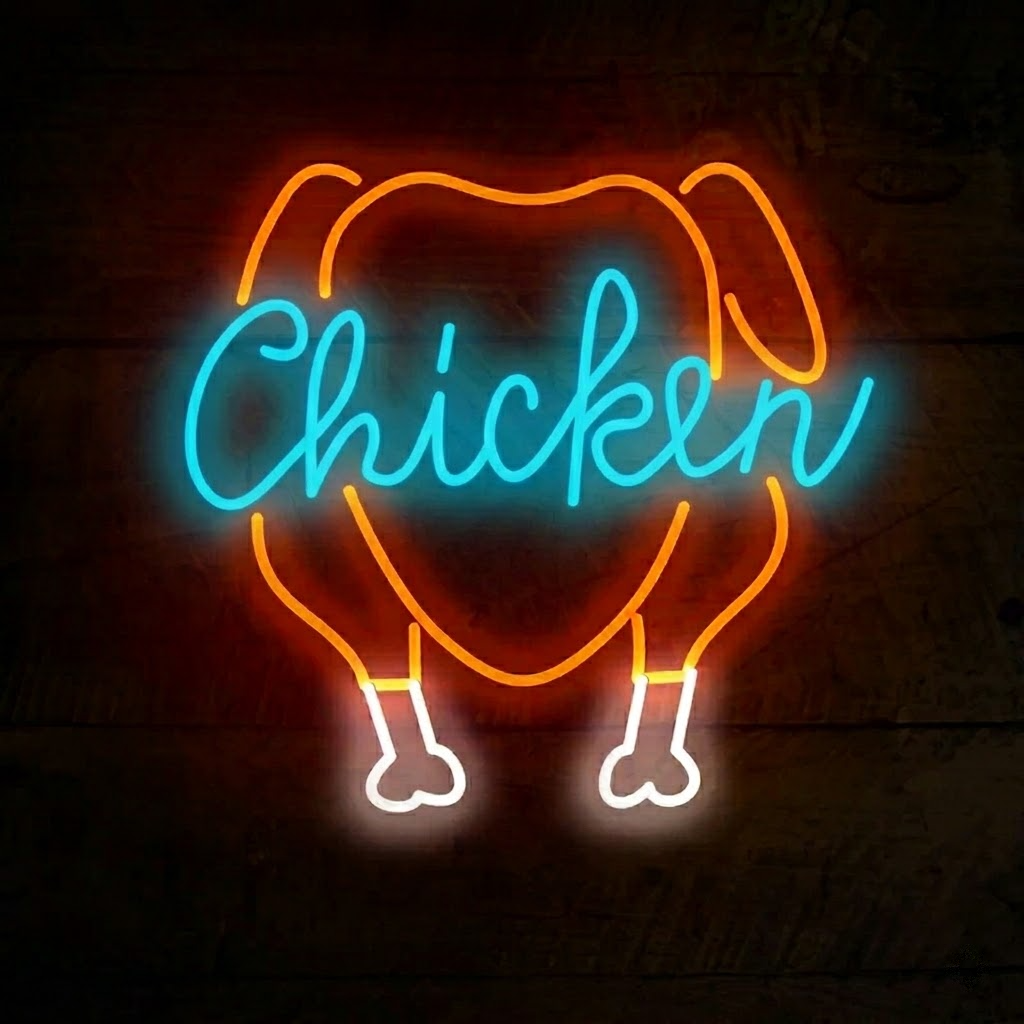 Chicken Script Outline LED Neon Sign for Restaurant and Takeaway Display