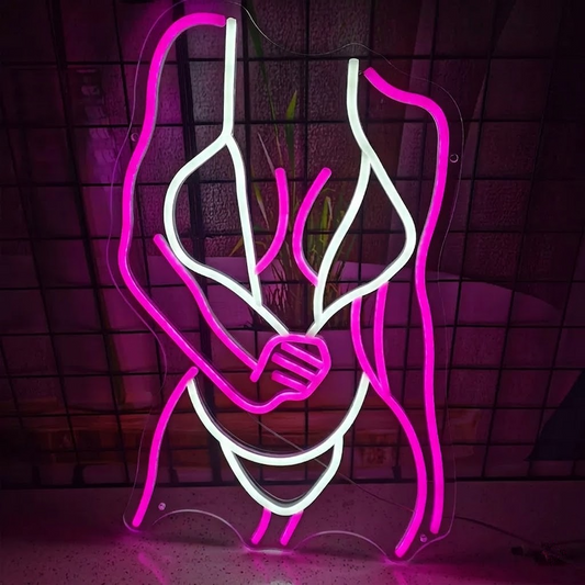 Body Line Art LED Neon Sign Pink Figure Outline Neon Light for Room Wall Decor