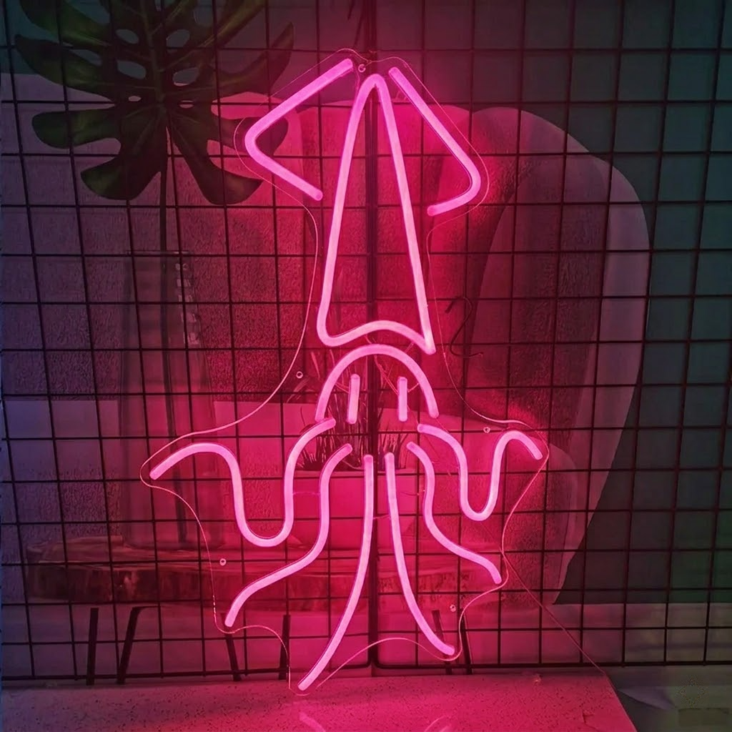 Yellow Squid LED Neon Sign for Ocean Theme Room Wall Decor