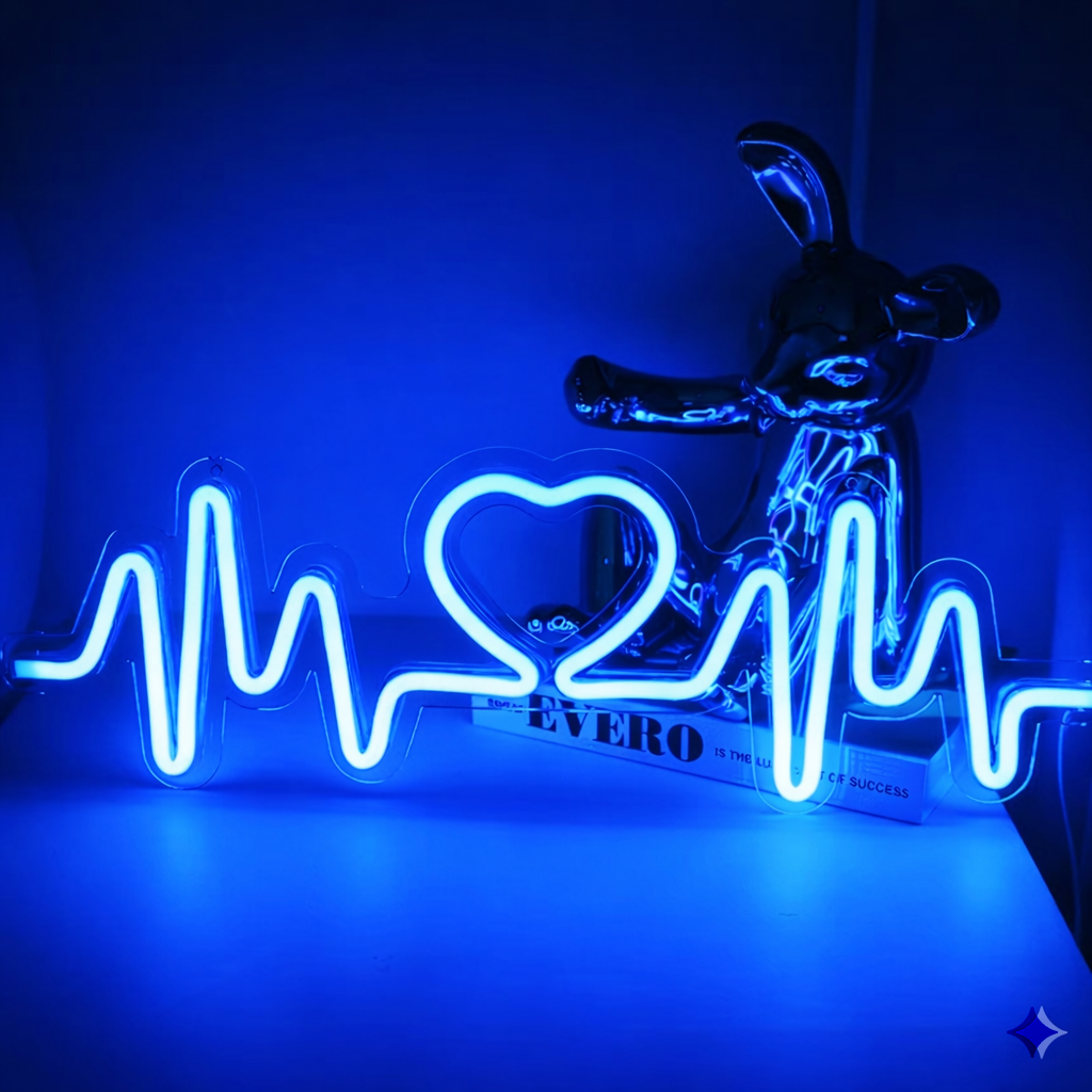 Heartbeat Love LED Neon Sign Romantic Wall Decor for Bedroom Wedding