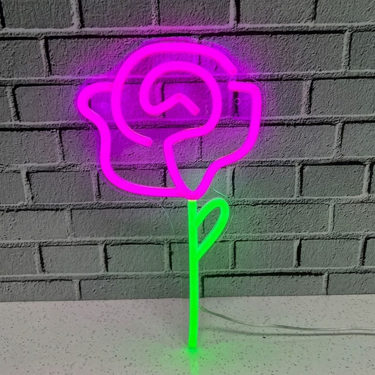 Pink Rose LED Neon Sign Flower Neon Light for Bedroom Romantic Wall Decor