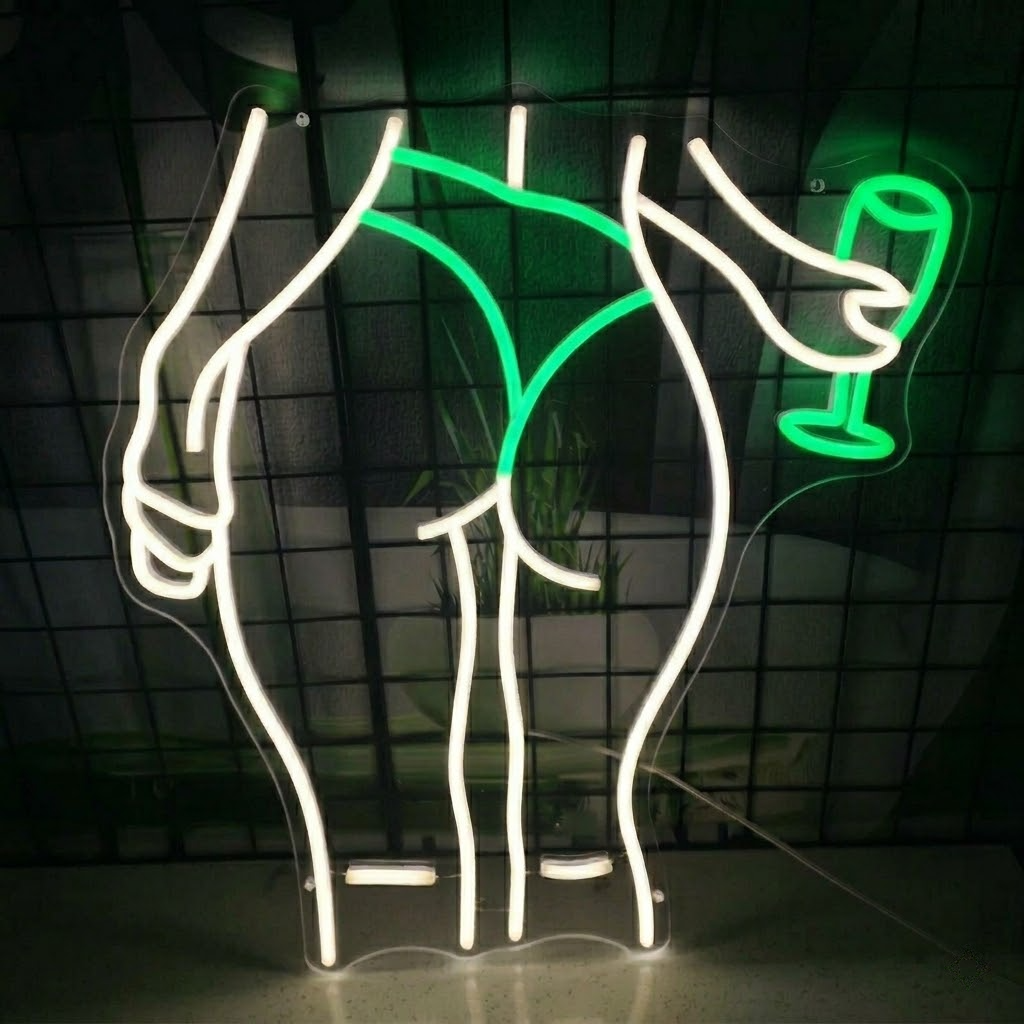 Sexy Female Body with Wine Glass LED Neon Sign Blue Pink Bar Art Neon Light for Bedroom Decor