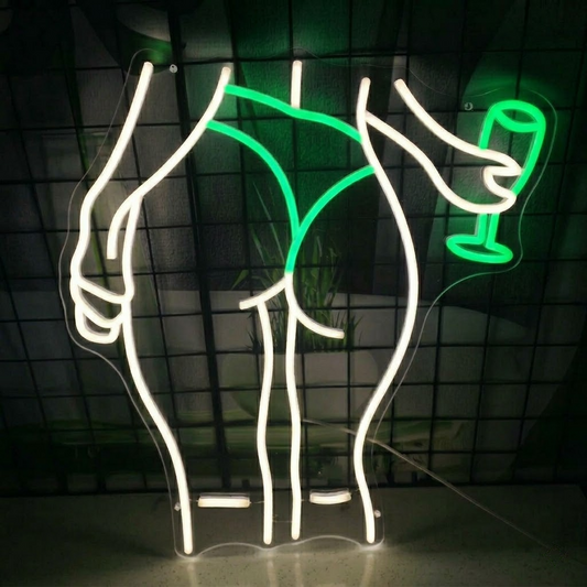 Sexy Female Body with Wine Glass LED Neon Sign Blue Pink Bar Art Neon Light for Bedroom Decor