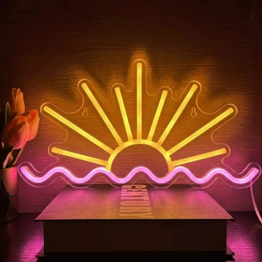 Sunrise LED Neon Sign Ocean Wave Neon Light for Room Beach Bar Decor