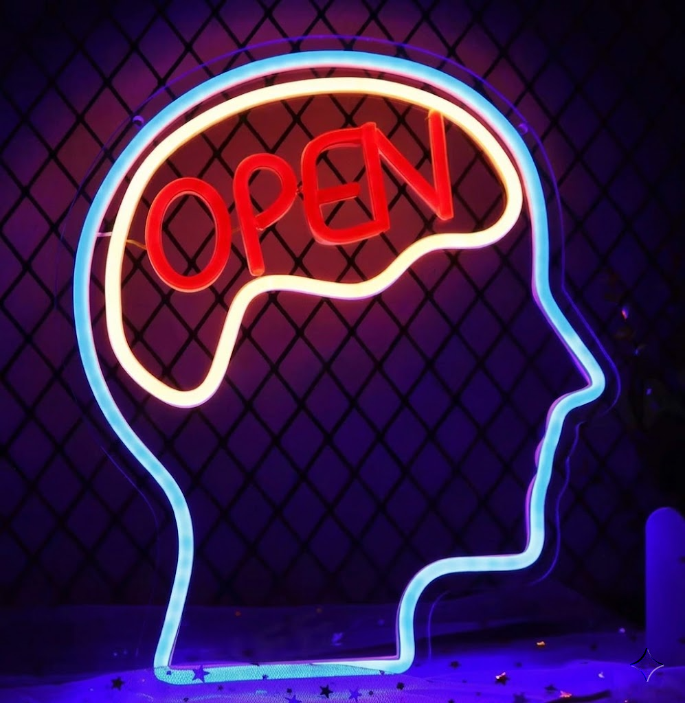 Open Mind Neon Sign Brain LED Light for Bedroom Gaming Room Wall Decor