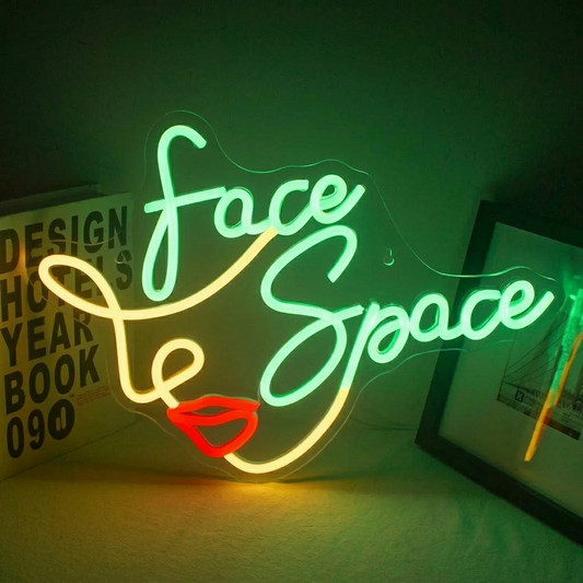Face Space LED Neon Sign Abstract Woman Line Art Light for Beauty Salon Bedroom Decor
