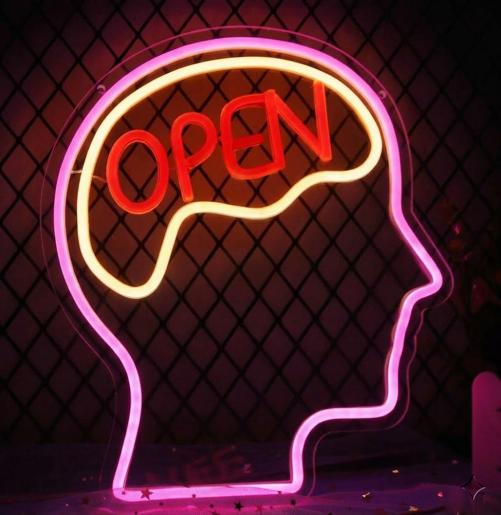 Open Mind Neon Sign Brain LED Light for Bedroom Gaming Room Wall Decor