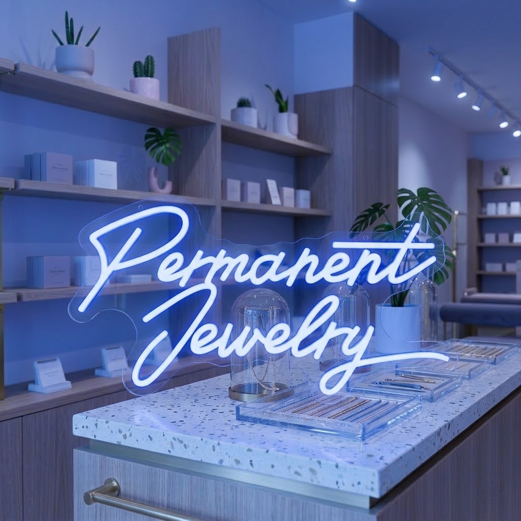Personalized Jewelry Shop Logo Permanent Jewelry Hanging Neon Sign for Studio Wall