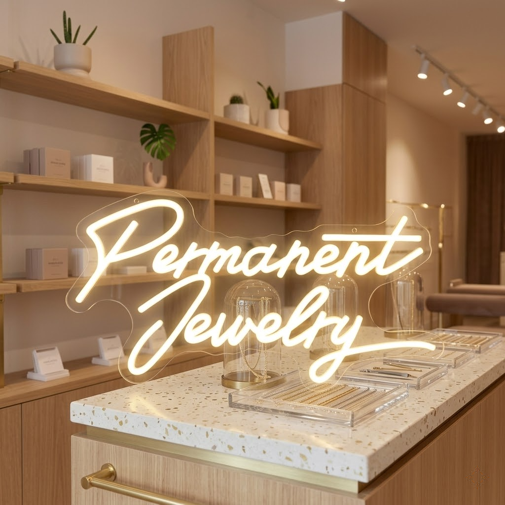 Personalized Jewelry Shop Logo Permanent Jewelry Hanging Neon Sign for Studio Wall