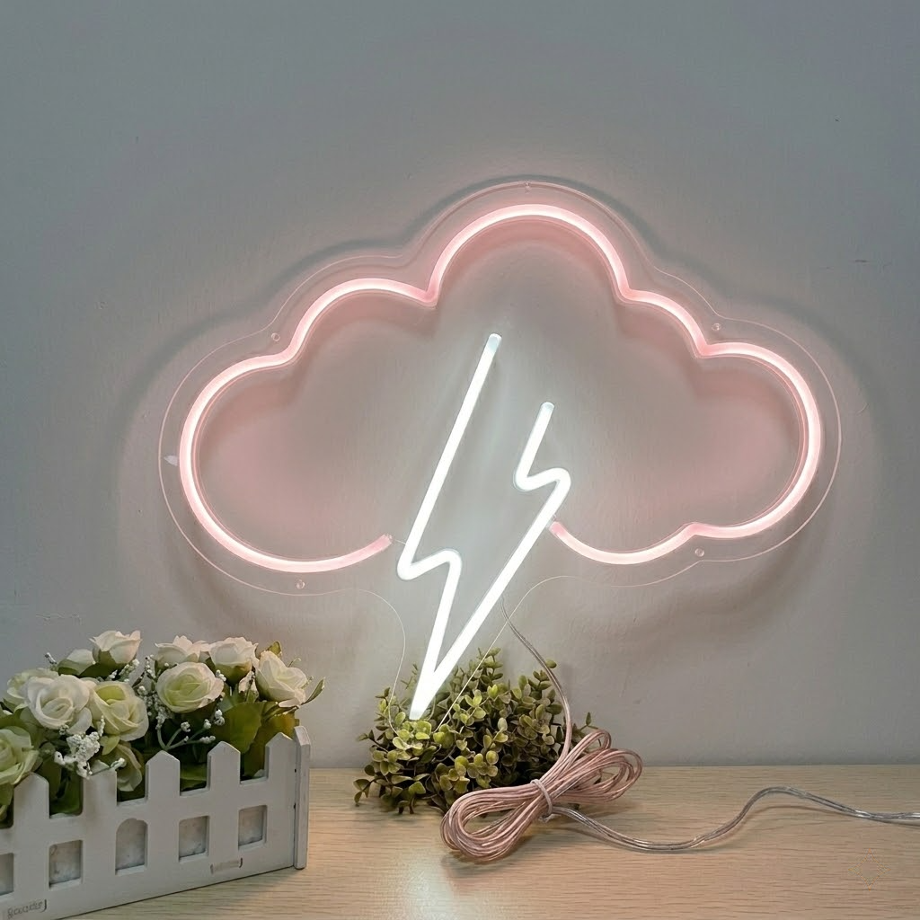 Cloud Lightning LED Neon Sign Thunder Cloud Neon Light for Kids Room Wall Decor