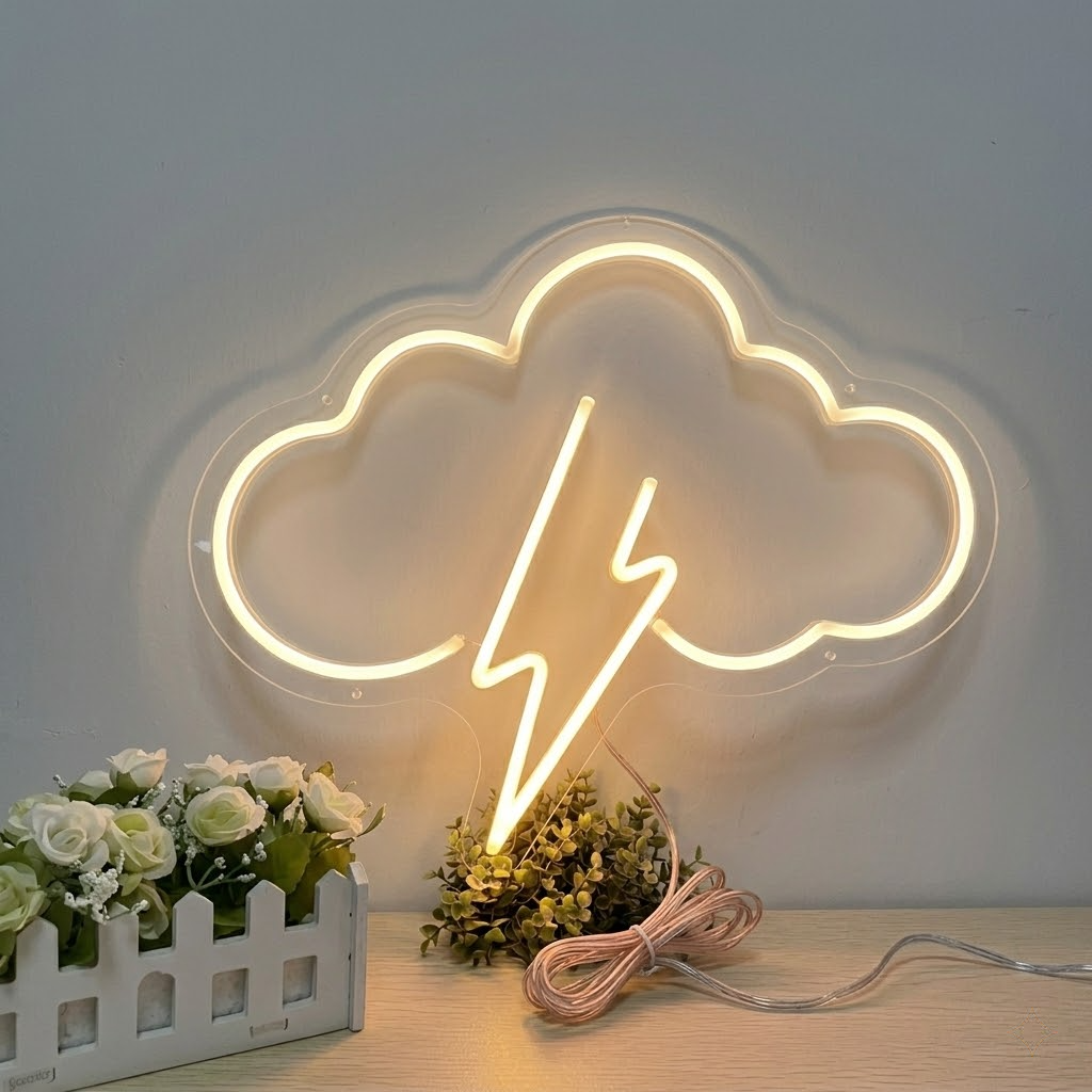 Cloud Lightning LED Neon Sign Thunder Cloud Neon Light for Kids Room Wall Decor