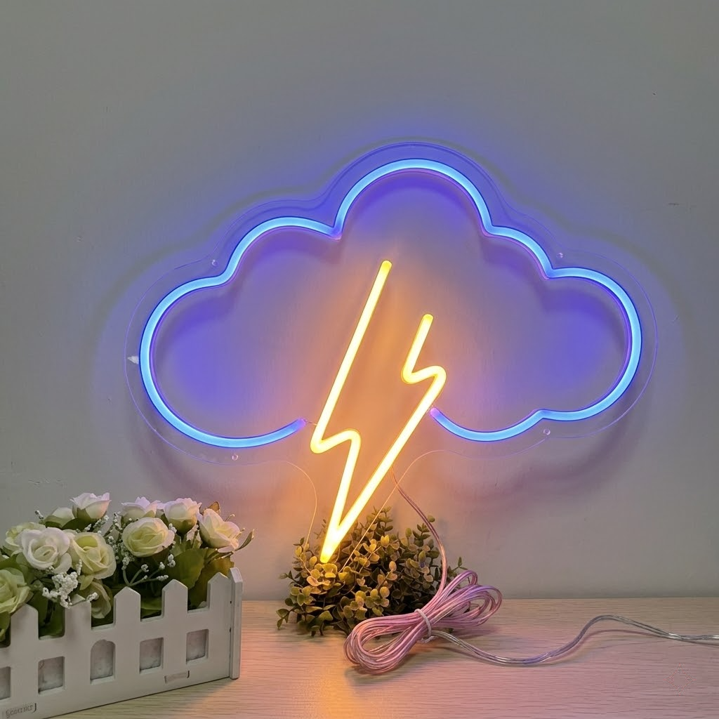 Cloud Lightning LED Neon Sign Thunder Cloud Neon Light for Kids Room Wall Decor