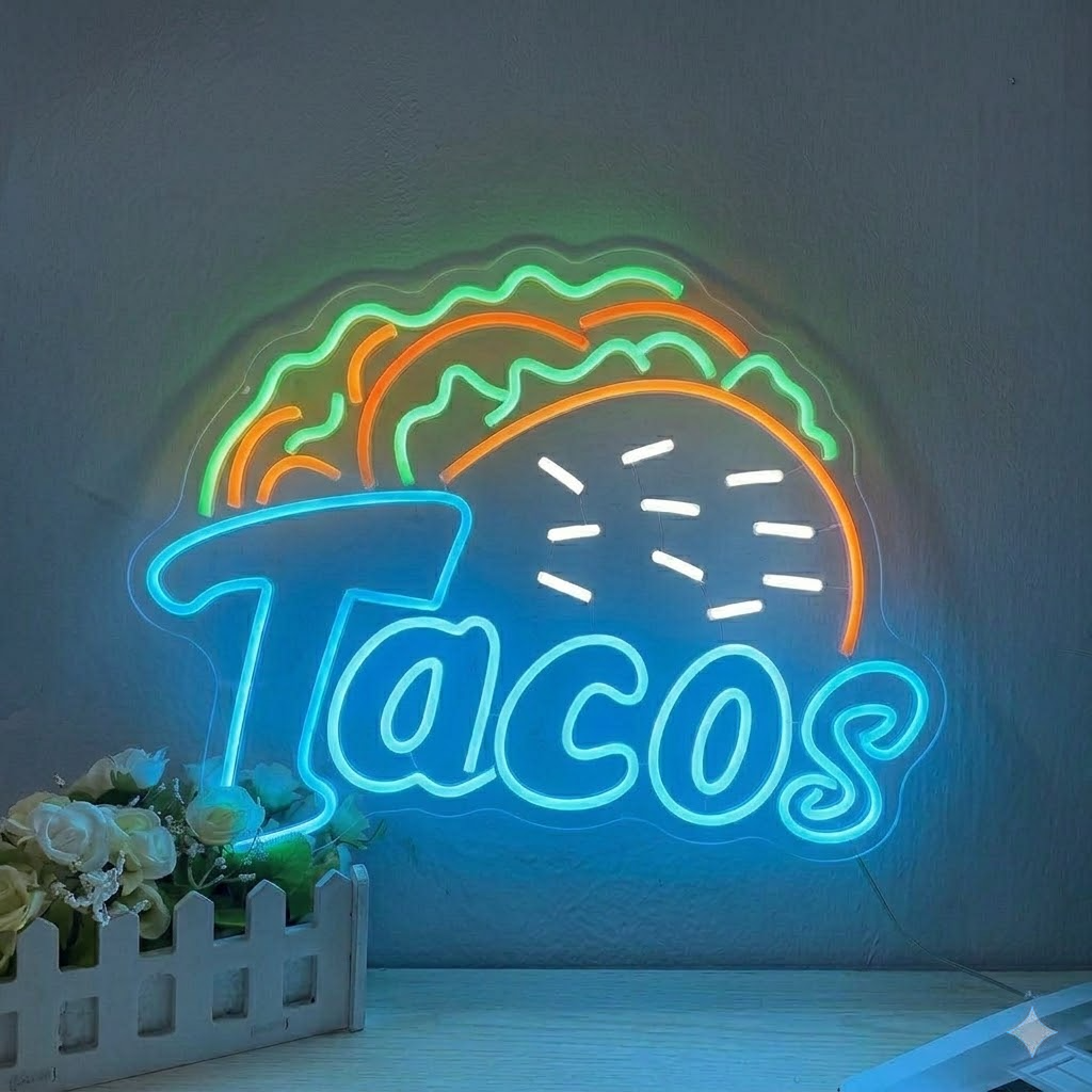 Taco LED Neon Sign Mexican Taco Neon Light for Restaurant Taco Bar Kitchen Wall Decor
