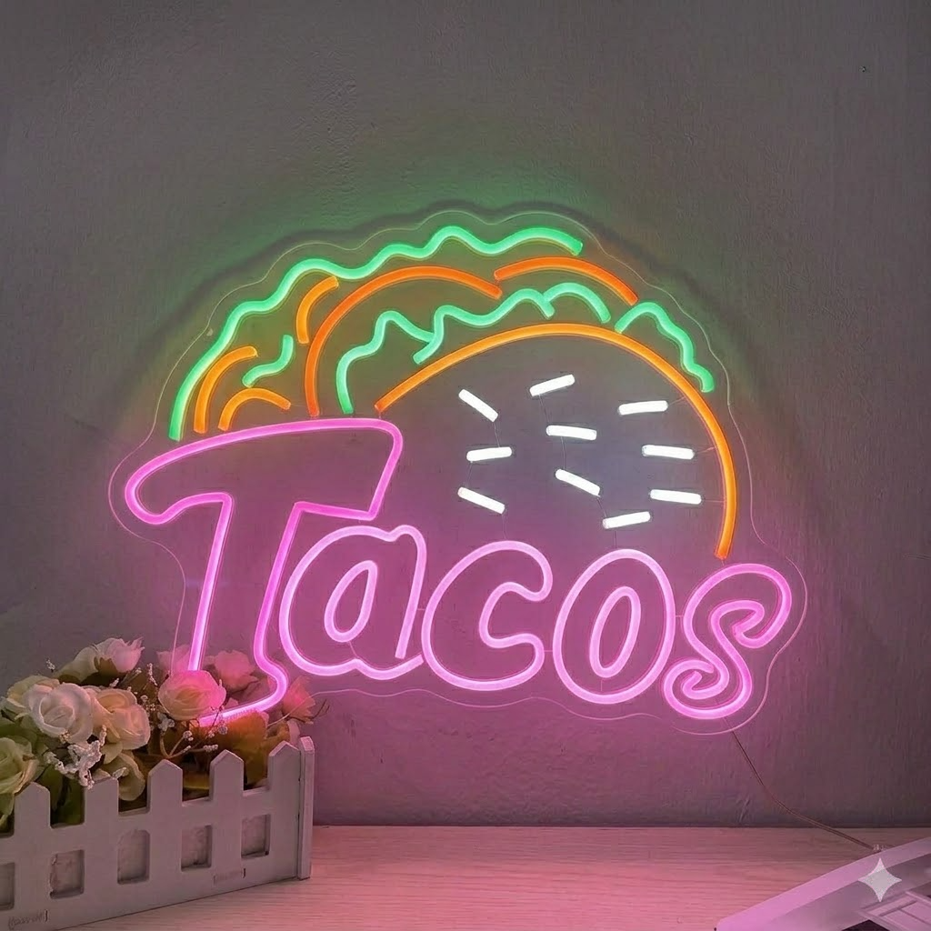 Taco LED Neon Sign Mexican Taco Neon Light for Restaurant Taco Bar Kitchen Wall Decor