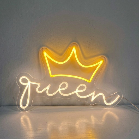 Queen Crown LED Neon Sign Pink Queen Wall Light for Girls Bedroom Beauty Room Party Decor