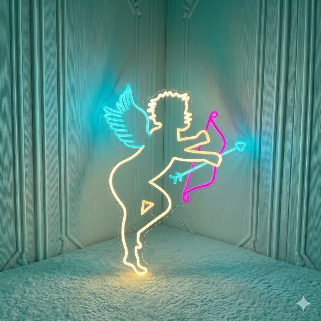 Cupid LED Neon Sign Angel Love Neon Light for Valentine Wedding Room Decor