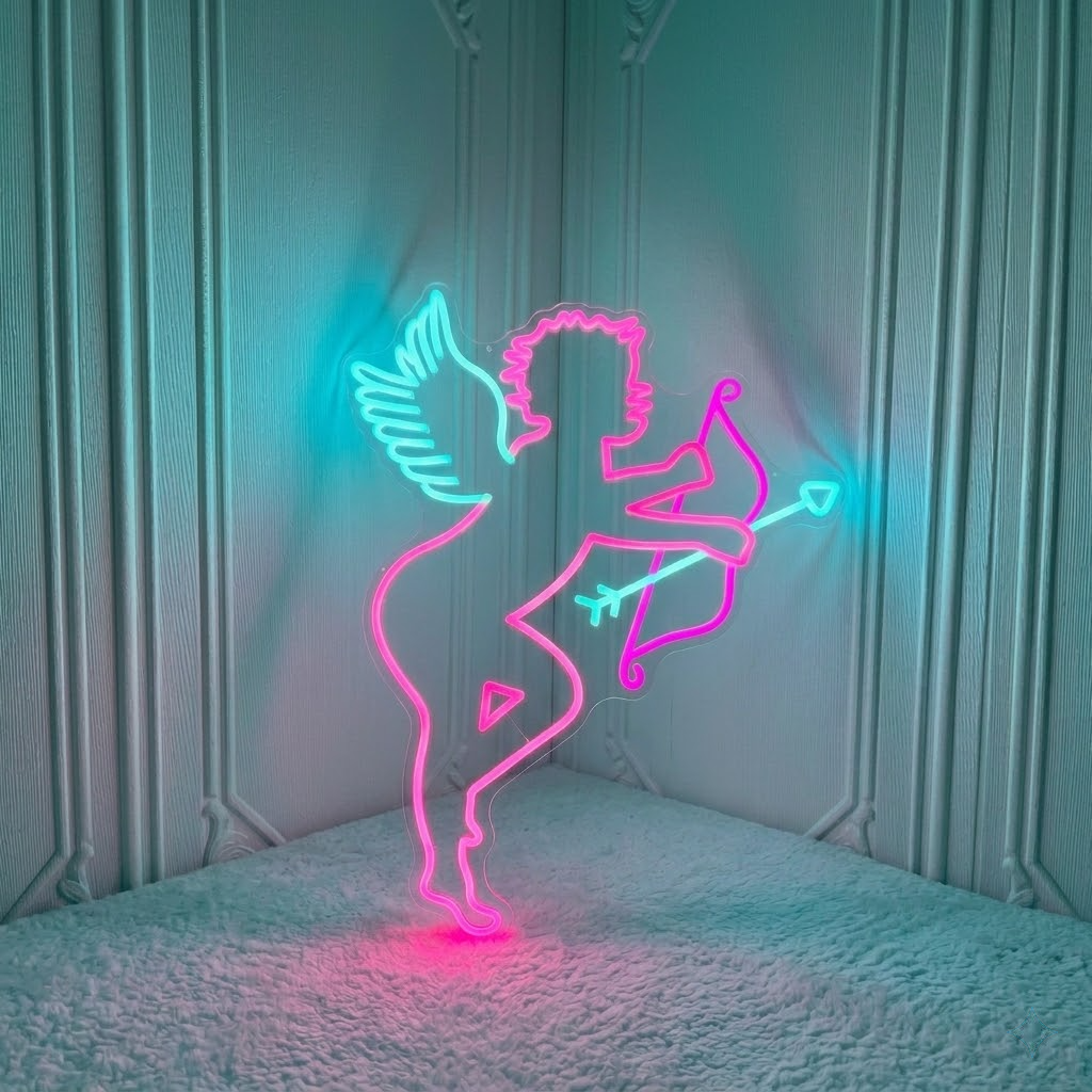 Cupid LED Neon Sign Angel Love Neon Light for Valentine Wedding Room Decor