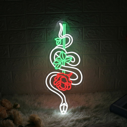 Snake and Rose LED Neon Sign Wall Art Home Bar Cafe Decor
