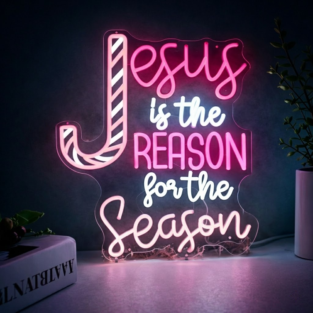 Jesus is the Reason for the Season LED Neon Sign Christmas Decoration