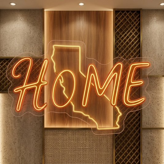 California Home State Outline Hanging Neon Sign for Wall Decor