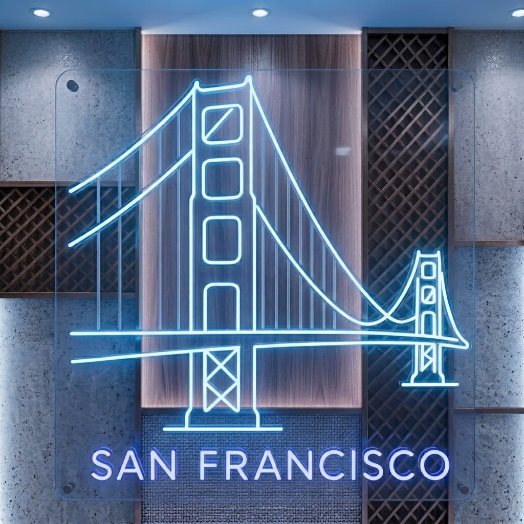 San Francisco Golden Gate Bridge Hanging Neon Sign for Home Wall Decor