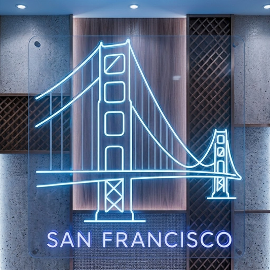San Francisco Golden Gate Bridge Hanging Neon Sign for Home Wall Decor