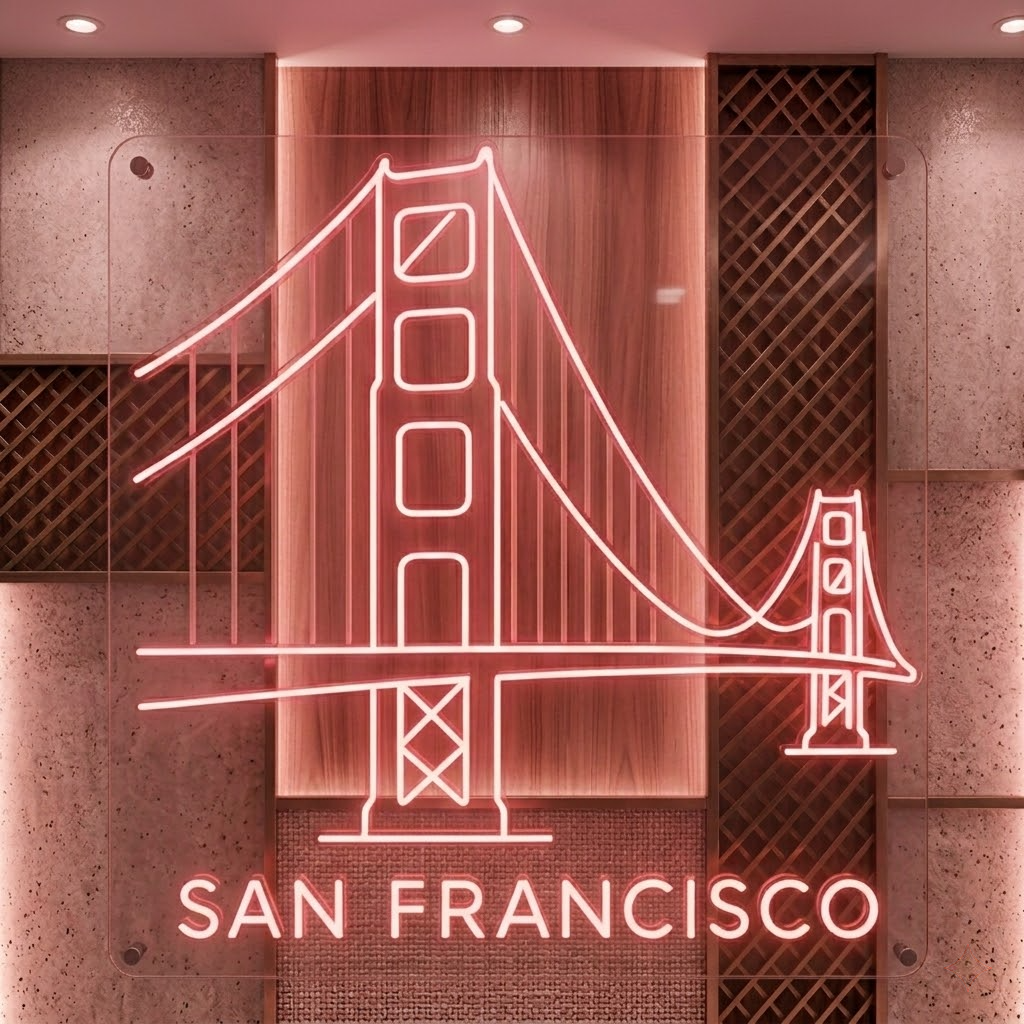 San Francisco Golden Gate Bridge Hanging Neon Sign for Home Wall Decor
