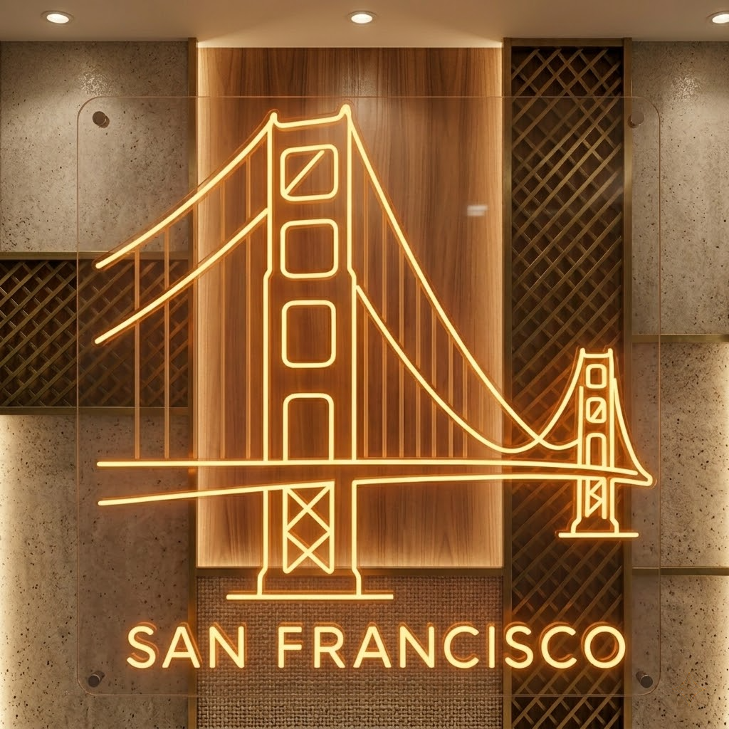 San Francisco Golden Gate Bridge Hanging Neon Sign for Home Wall Decor