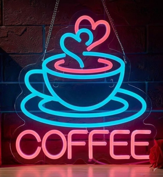 Coffee Cup LED Neon Sign for Home, Cafe, and Bar Decor